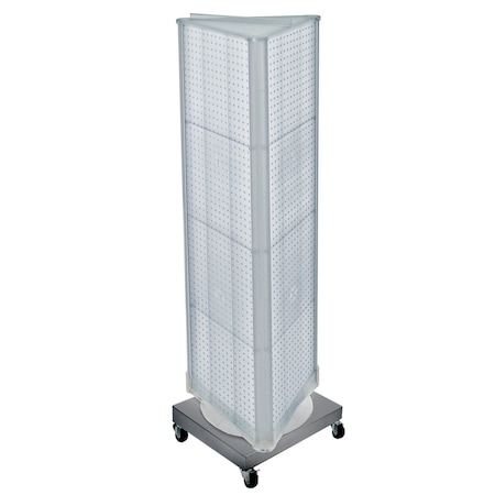 Azar Displays Three-Sided Revolving Pegboard Tower Floor Display on Wheeled Metal Base. Spinner Rack Stand. 700452-CLR